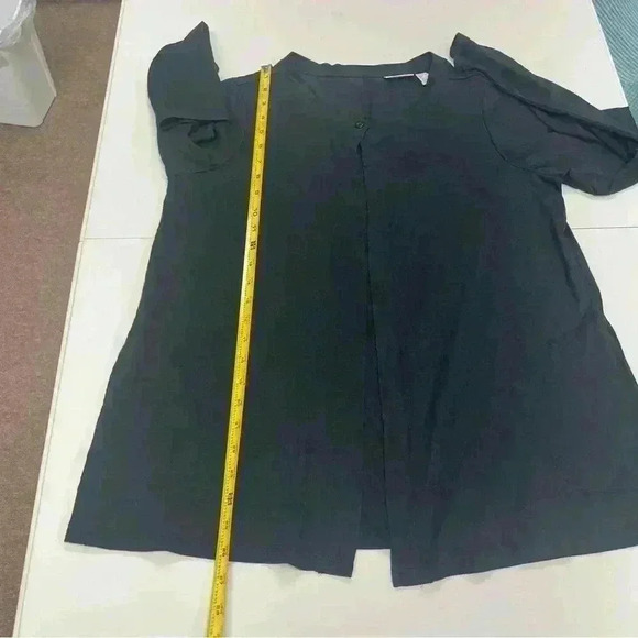 LOGO Lori Goldstein black cardigan Sz S open knit topper top office casual - Picture 4 of 8